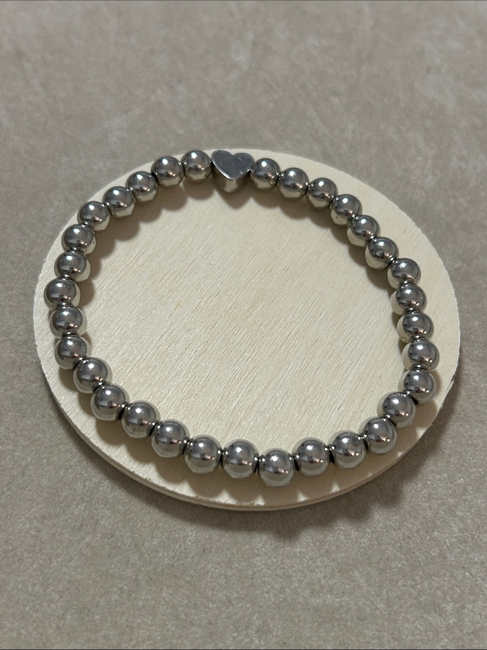Sterling Silver Beaded Heart Bracelet - Silver
